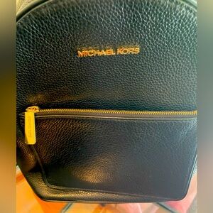 Michael Kors black leather backpack